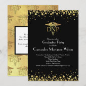 Doctor of Nursing Practice Graduation Black Gold Einladung (Vorne/Hinten)
