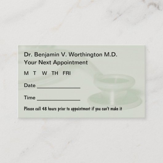 Doctor Office Patient Appointment Cards Terminkarte (Vorderseite)