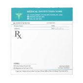 Doctor Prescription Medical RX Pad – Medical Teal Notizblock (Vorderseite)