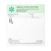 Doctor Prescription Medical RX Pad – Mint Green Notizblock (Vorderseite)