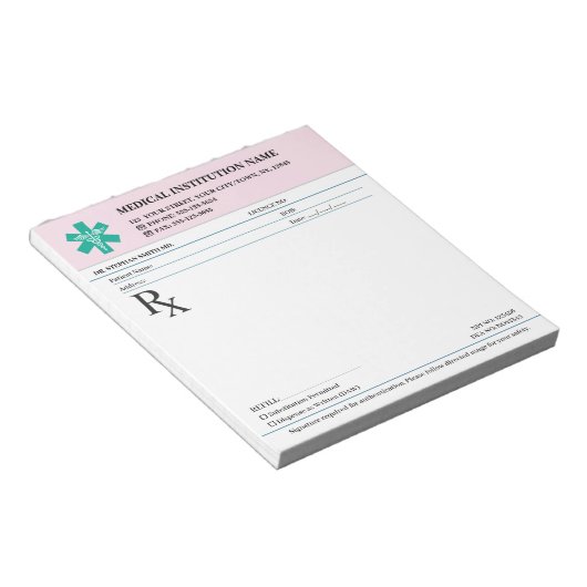 Doctor Prescription Medical RX Pad – Security Rose Notizblock (angewinkelt)