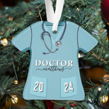 Doctor Scrubs Blue Shirt Stethoscope Weihnachten
