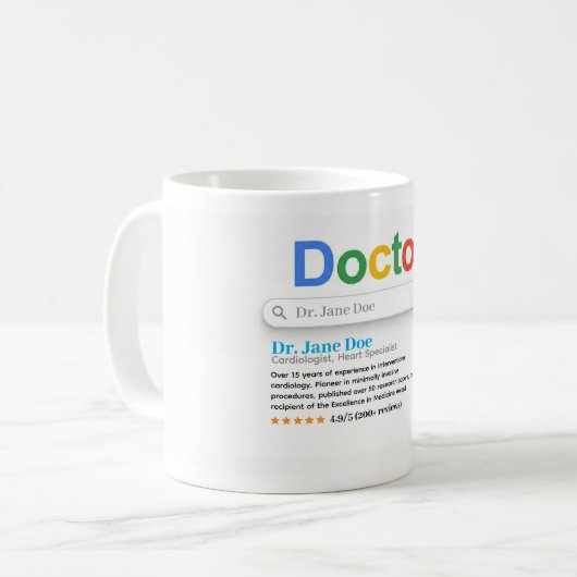 Doctor Search Style Custom Name Mug – Personalized Kaffeetasse (Vorderseite Links)