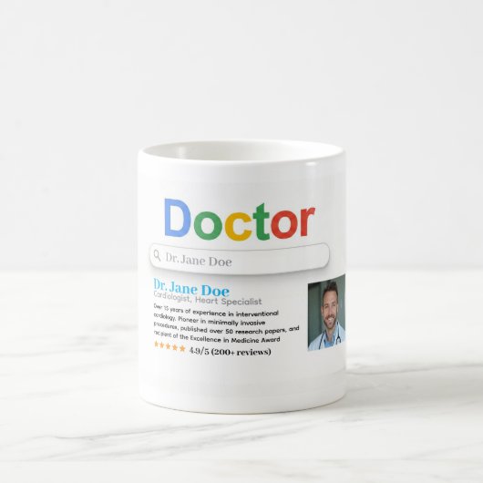 Doctor Search Style Custom Name Mug – Personalized Kaffeetasse (Mittel)