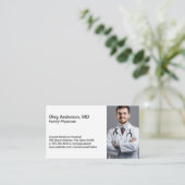 Doctor Smiling in Lab Coat Visitenkarte (Stehend Vorderseite)