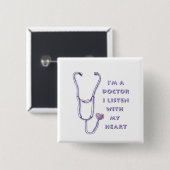 Doctor Stethoscope custom name Pin Button (Vorne & Hinten)