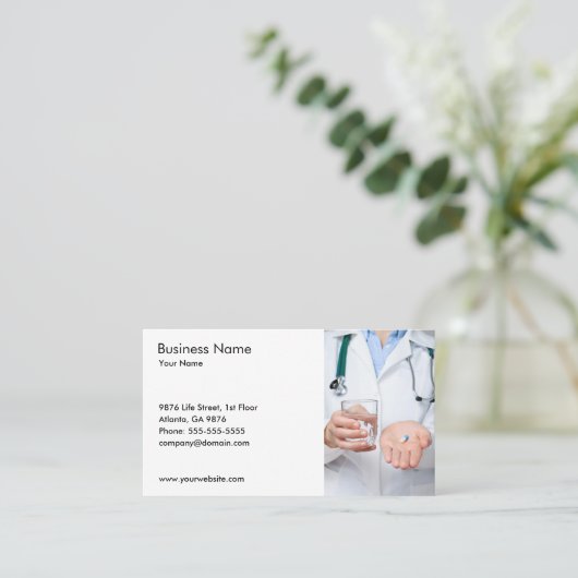 Doctor Stethoscope Pills Photo Visitenkarte (Stehend Vorderseite)