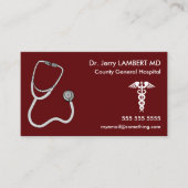 Doctor Stethoscope Red Visitenkarte (Vorderseite)