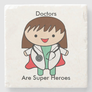 Doctor Super Hero Kawaii Frau personalize Steinuntersetzer