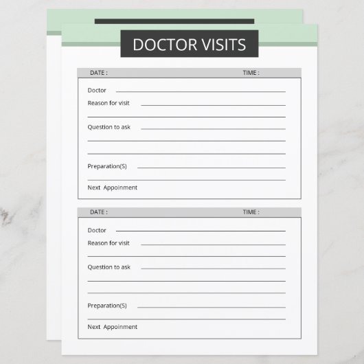 Doctor visit planner template (Vorne/Hinten)