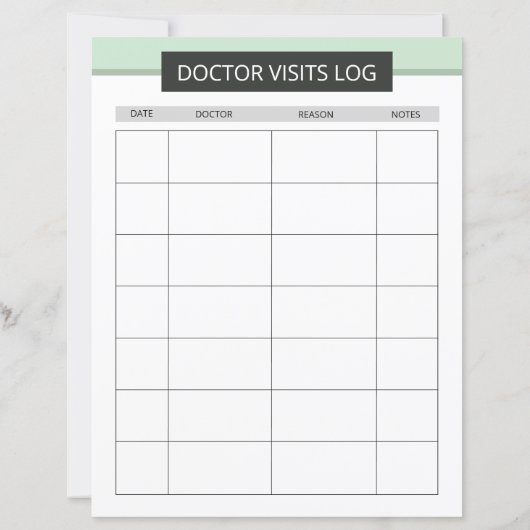 Doctor visit planner template (Rückseite)