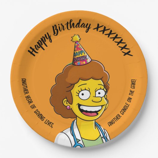 DOCTORS BIRTHDAY orange pediatric fun girl Pappteller (Vorderseite)