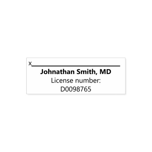 Doctor's Name Bold License Number Signature Line Permastempel (Design)