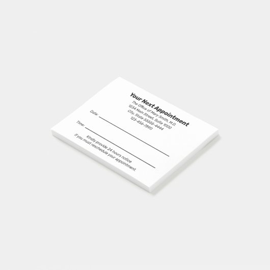 Doctor's Office Your Next Appointment Reminder Post-it Klebezettel (angewinkelt)