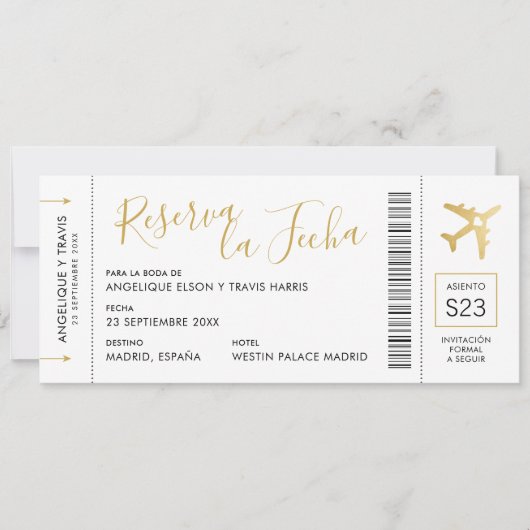 Documento de Embarque del Avión Reserva la Fecha Ankündigung (Vorderseite)