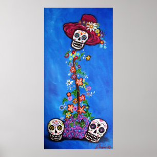 DOD-SCHÄDEL-BLUMEN POSTER