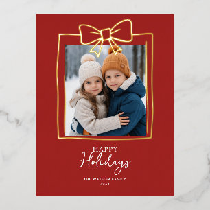 Doddle handgezeichnete Schleife Weihnachtsfoto Folien Feiertagspostkarte