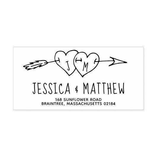 Doddled Wedding Hearts mit Arrow Monogram Permastempel (Design)