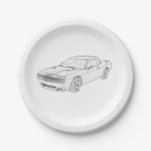 Dodge Challenger Mopar Muscle Car Pencil Zeichnend Pappteller (Vorderseite)