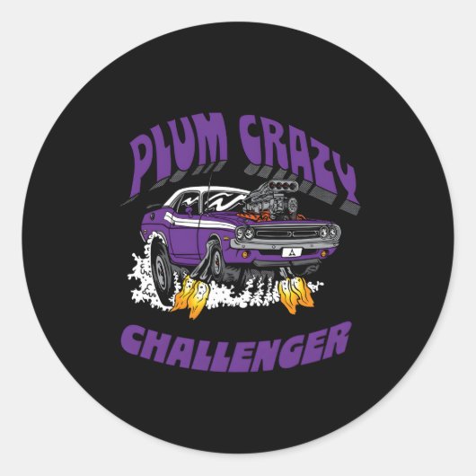 Dodge Challenger Plum Crazy Letzter Anruf Runder Aufkleber (Vorderseite)
