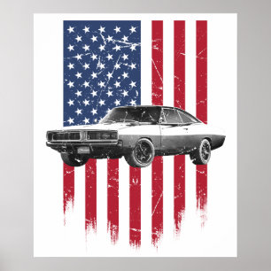 Dodge Charger amerikanische Flagge Poster