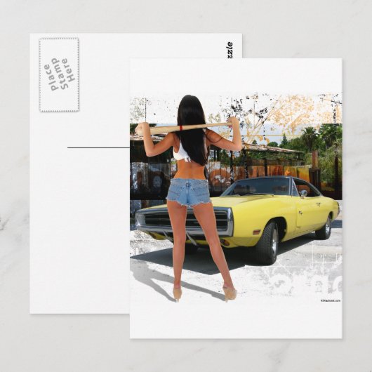 Dodge Charger Chick Postkarte (Vorne/Hinten)