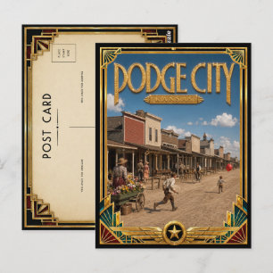 Dodge City Kansas Vintage Art Deco Golden Age Postkarte