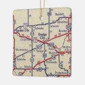 Dodge City KS Vintage Karte Keramikornament (Links)
