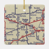 Dodge City KS Vintage Karte Keramikornament (Rückseite)