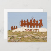 Dodge City Sign - Cowboys - Pferde - Willkommen Postkarte (Vorne/Hinten)