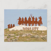 Dodge City Sign - Cowboys - Pferde - Willkommen Postkarte (Vorderseite)