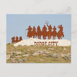 Dodge City Sign - Cowboys - Pferde - Willkommen Postkarte