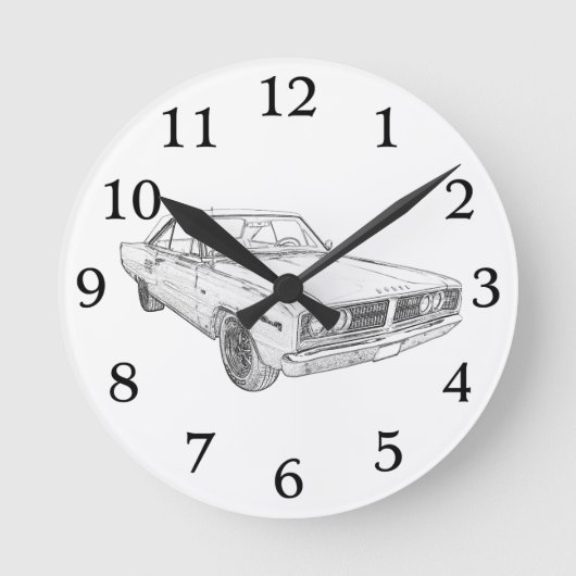 Dodge Coronet Muscle Car Illustration Wall Clock Runde Wanduhr (Vorderseite)
