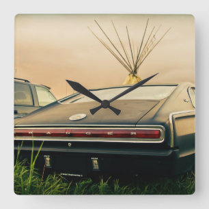 Dodge-Ladegerät 1966 Quadratische Wanduhr