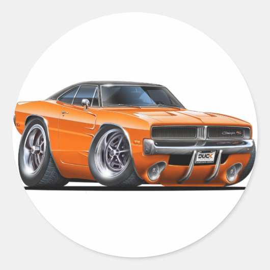 Dodge Ladegerät Orange Car Runder Aufkleber (Vorderseite)