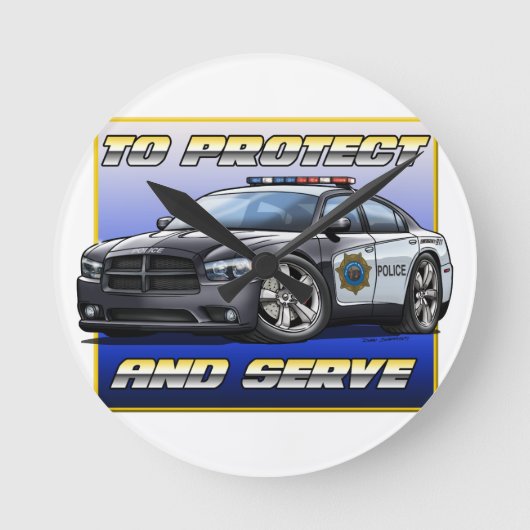 Dodge-Ladegerät-Polizei-Auto 2014 1 Runde Wanduhr (Vorderseite)