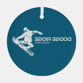 Dodge Ridge Mountain Resort California Snowboarder Ornament Aus Glas (Rückseite)