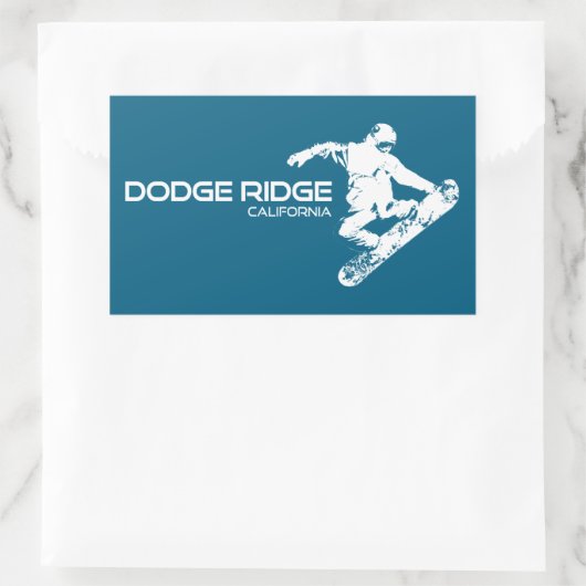 Dodge Ridge Mountain Resort California Snowboarder Rechteckiger Aufkleber (Tasche)