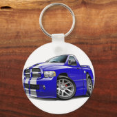 Dodge SRT10 Ram Blauweißer LKW Schlüsselanhänger (Vorderseite)