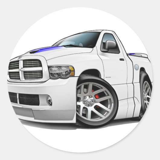 Dodge SRT10 Ram White Runder Aufkleber (Vorderseite)