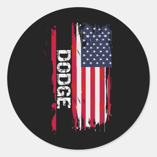 Dodge USA-Flagge Runder Aufkleber (Vorderseite)