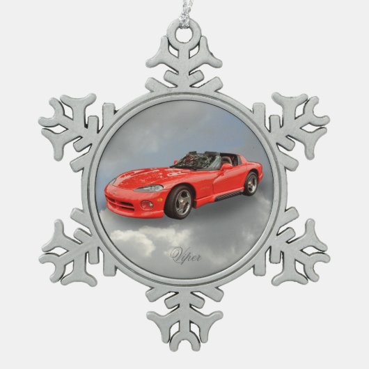 DODGE-VIPER SCHNEEFLOCKEN Zinn-Ornament (Vorderseite)