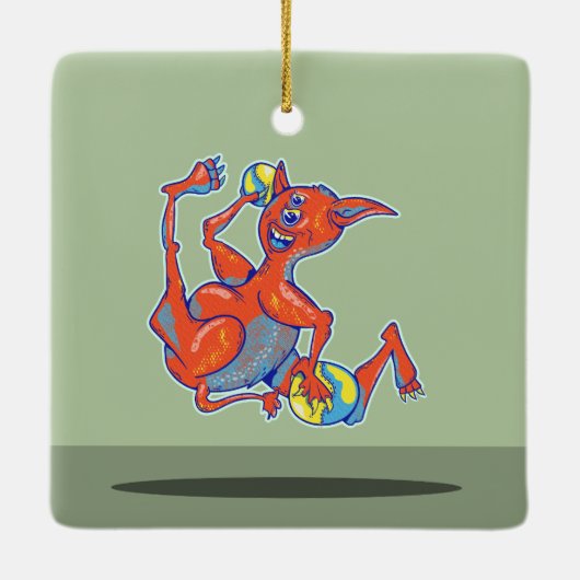 Dodgeball Monster Keramikornament (Rückseite)