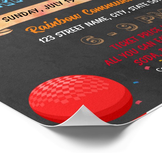 Dodgeball-Schulereignisvorlage Poster (Ecke)