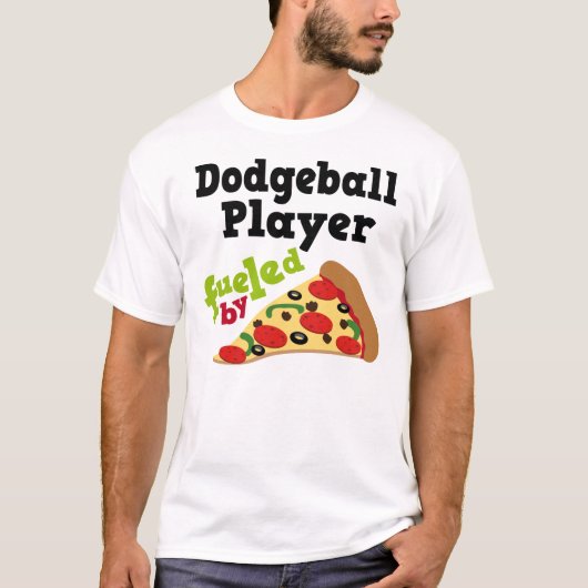 Dodgeball Spieler-(lustiges) Pizza-T-Shirt T-Shirt (Vorderseite)