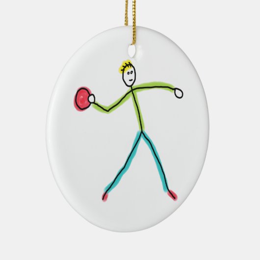Dodgeball Stickman Keramik Ornament (Rechts)