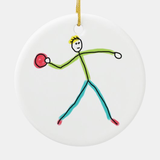 Dodgeball Stickman Keramik Ornament (Hinten)