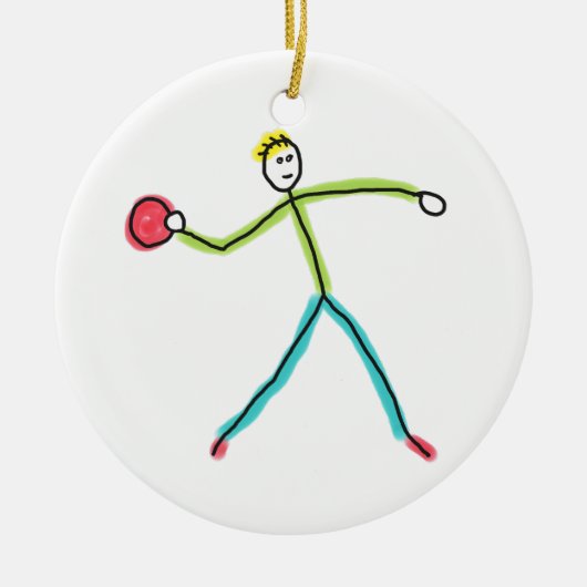 Dodgeball-Stockmann Keramik Ornament (Vorne)