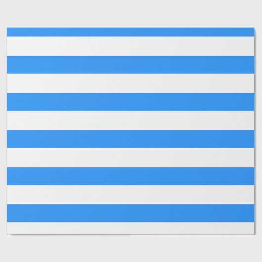 Dodger Blau Weiß Breitband Horizontal Streifen Geschenkpapier (Flach)