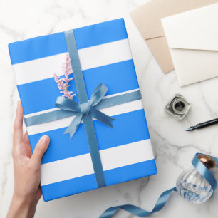 Dodger Blau Weiße Klassische Horizontal Gestreift Geschenkpapier